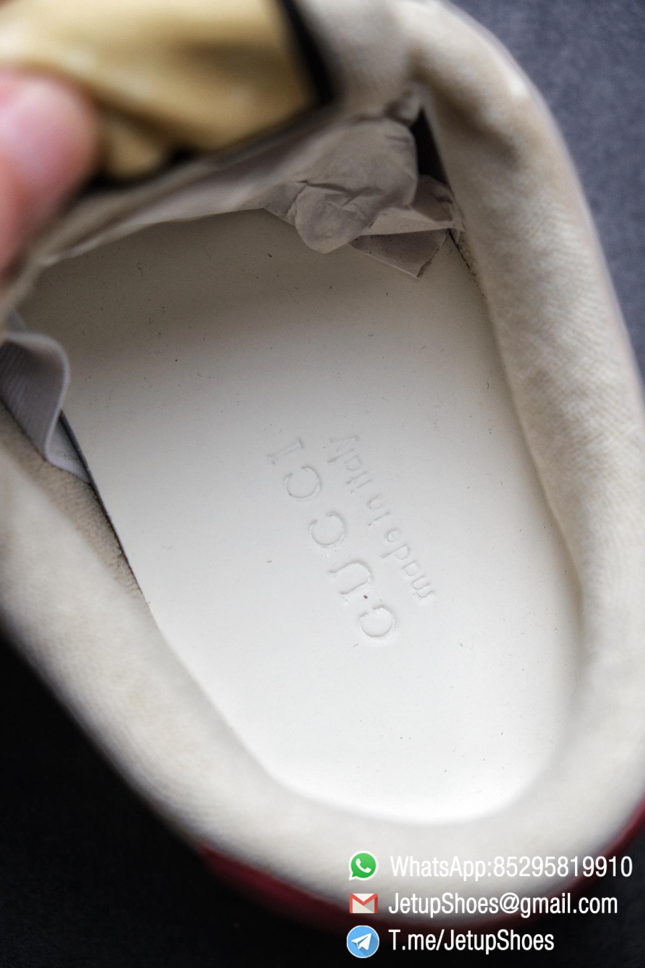 Gucci Women's Pink Screener Leather Sneaker Butter Leather Blue and orange Web effect GG Canvas Vintage Sneakers 015