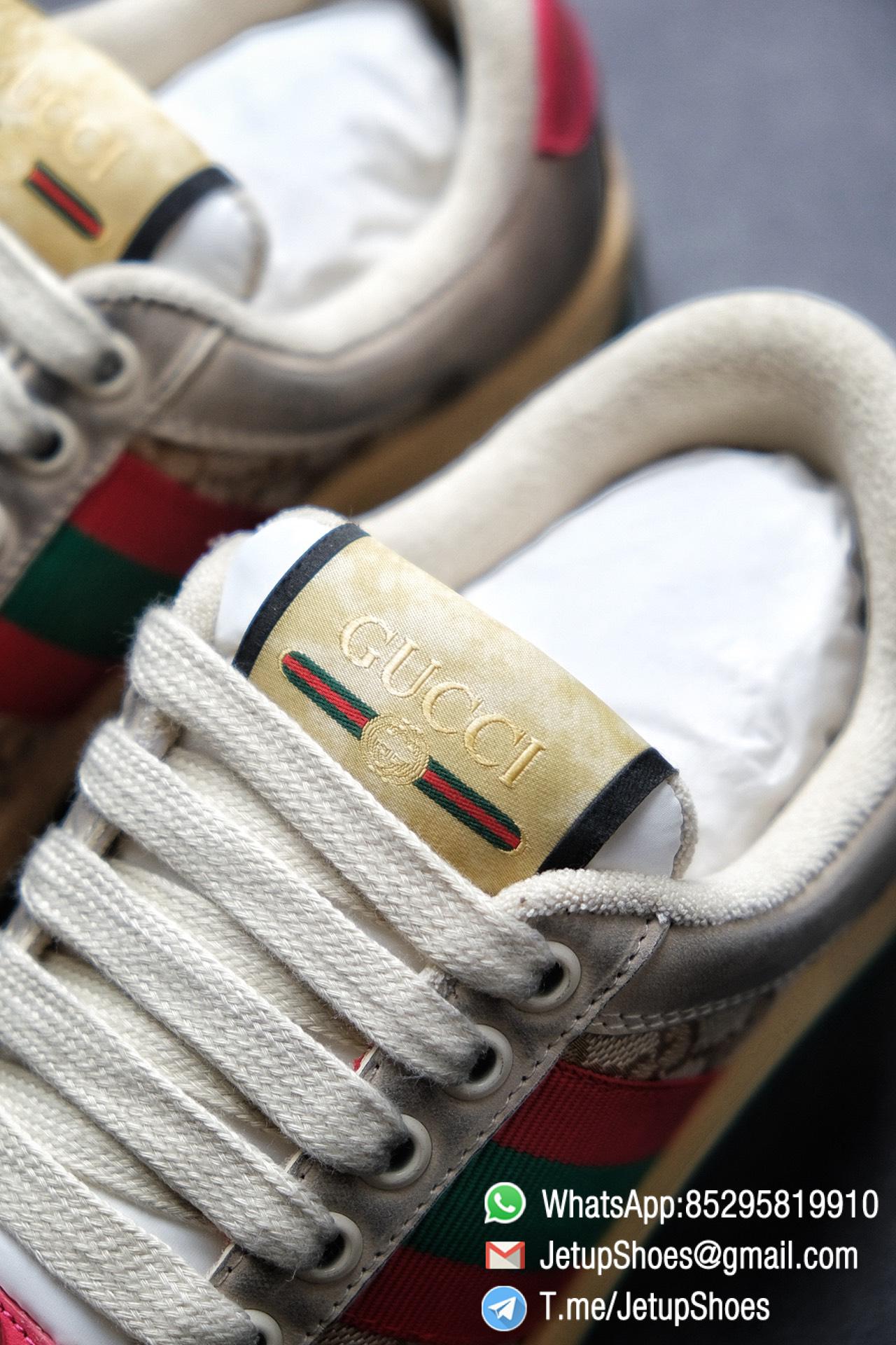 Gucci Women's Screener leather sneaker Butter Leather with Beige & Ebony Original GG Canvas Vintage Sneakers 010