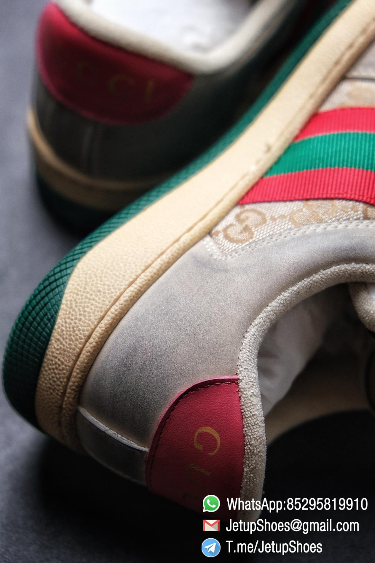 Gucci Women's Screener leather sneaker Butter Leather with Beige & Ebony Original GG Canvas Vintage Sneakers 013