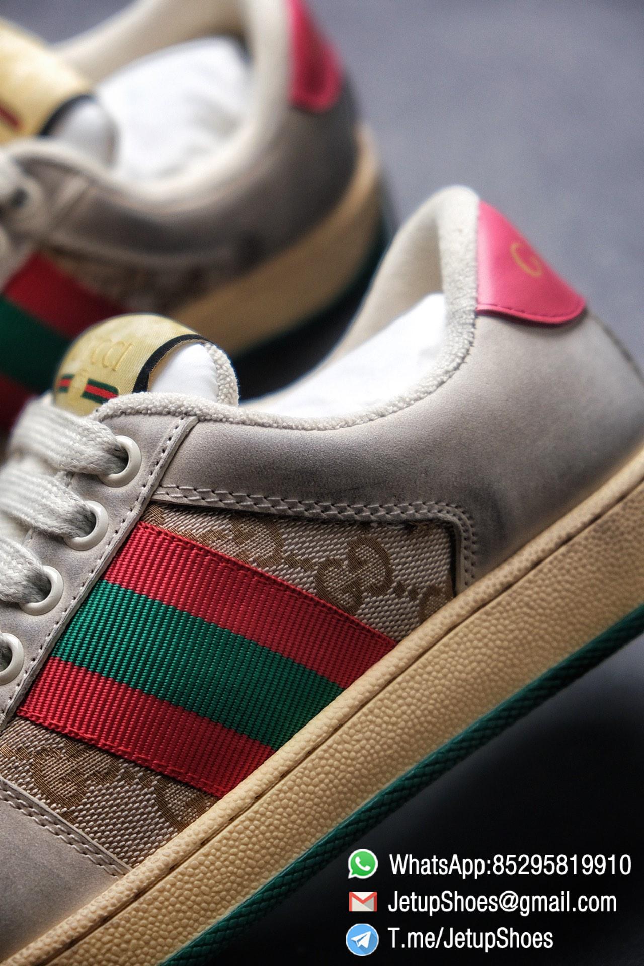 Gucci Women's Screener leather sneaker Butter Leather with Beige & Ebony Original GG Canvas Vintage Sneakers 05