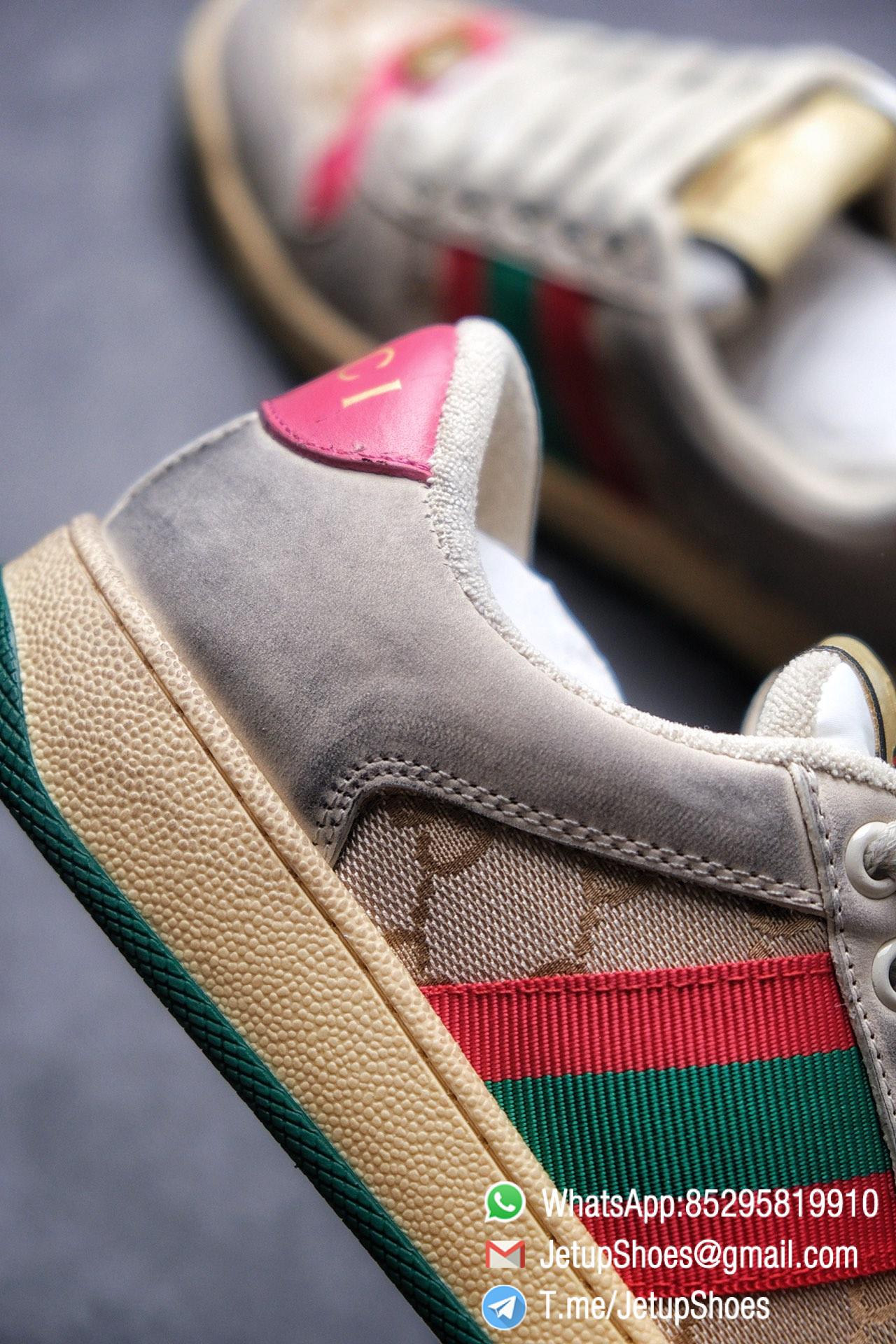 Gucci Women's Screener leather sneaker Butter Leather with Beige & Ebony Original GG Canvas Vintage Sneakers 06