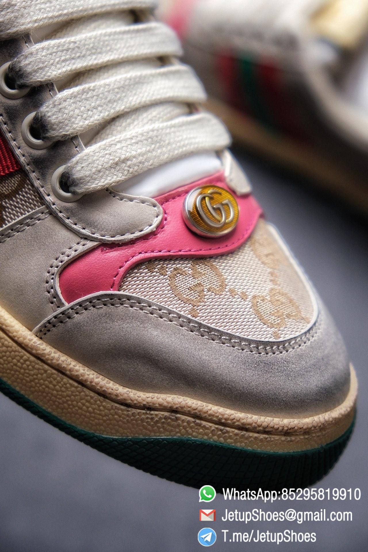 Gucci Women's Screener leather sneaker Butter Leather with Beige & Ebony Original GG Canvas Vintage Sneakers 07