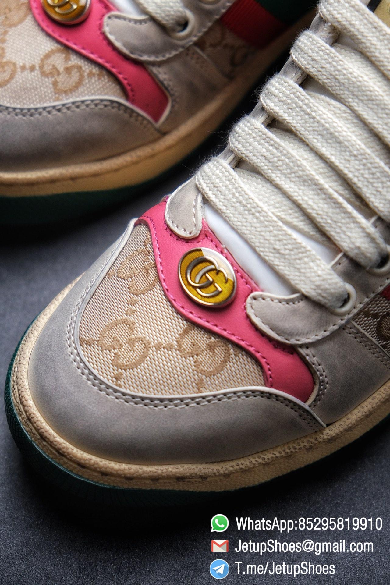 Gucci Women's Screener leather sneaker Butter Leather with Beige & Ebony Original GG Canvas Vintage Sneakers 08