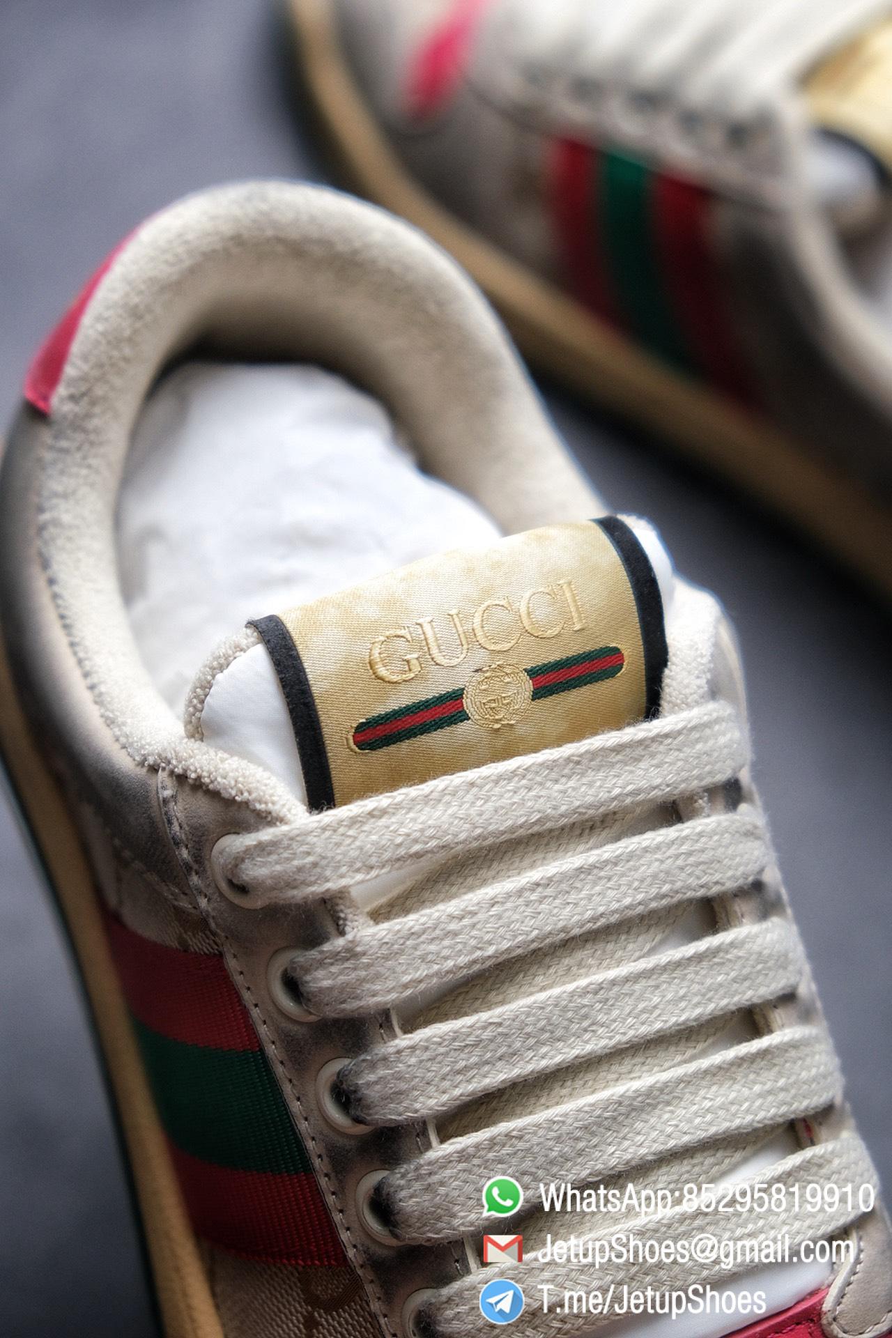 Gucci Women's Screener leather sneaker Butter Leather with Beige & Ebony Original GG Canvas Vintage Sneakers 09