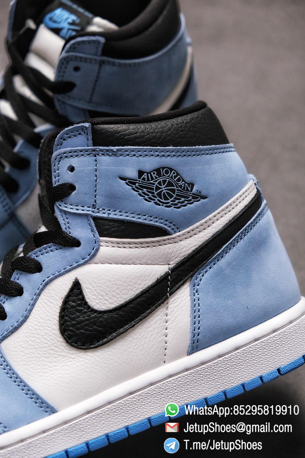 Replica Snkrs Air Jordan 1 Retro High Og University Blue Leather White Upper Blue Overlays Black Signature Swoosh Sku 5550 134 The Quality Replica Sneakers Supplier In China