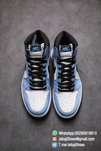 Replica Snkrs Air Jordan 1 Retro High OG University Blue Leather White Upper Blue Overlays Black Signature Swoosh SKU 555088 134 03