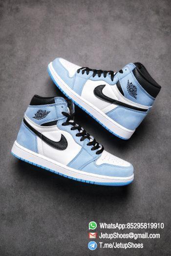 Replica Snkrs Air Jordan 1 Retro High OG University Blue Leather White Upper Blue Overlays Black Signature Swoosh SKU 555088 134 04