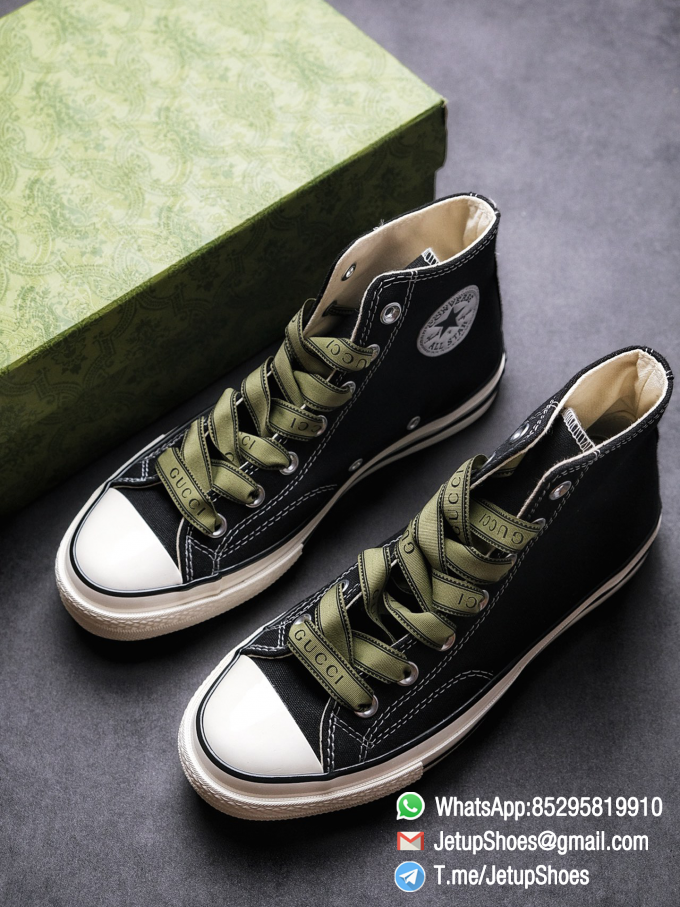Womens Converse x Gucci Tennis 1970S High Top Sneaker Vintage Inspired Green Shoelace Black 2021 Spring 00