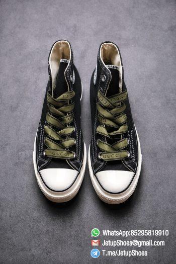 Womens Converse x Gucci Tennis 1970S High Top Sneaker Vintage Inspired Green Shoelace Black 2021 Spring 02