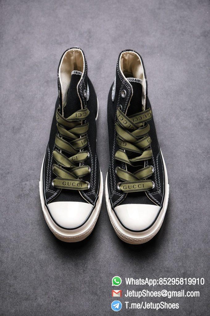 Womens Converse x Gucci Tennis 1970S High Top Sneaker Vintage Inspired Green Shoelace Black 2021 Spring 02