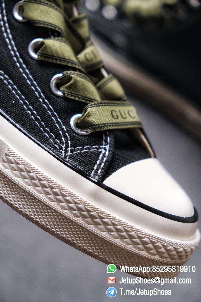 Womens Converse x Gucci Tennis 1970S High Top Sneaker Vintage Inspired Green Shoelace Black 2021 Spring 03