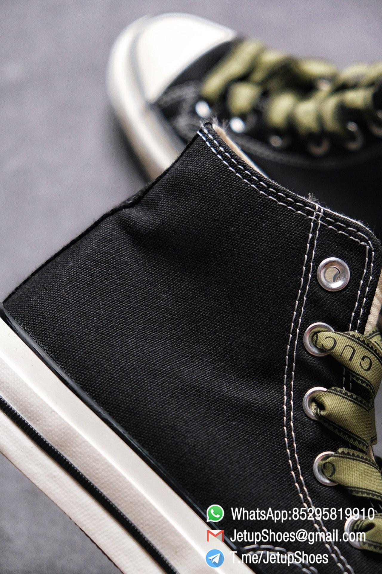 Womens Converse x Gucci Tennis 1970S High Top Sneaker Vintage Inspired Green Shoelace Black 2021 Spring 04 Womens Converse x Gucci Tennis 1970S High Top Sneaker Vintage Inspired Green Shoelace Black 2021 Spring 04