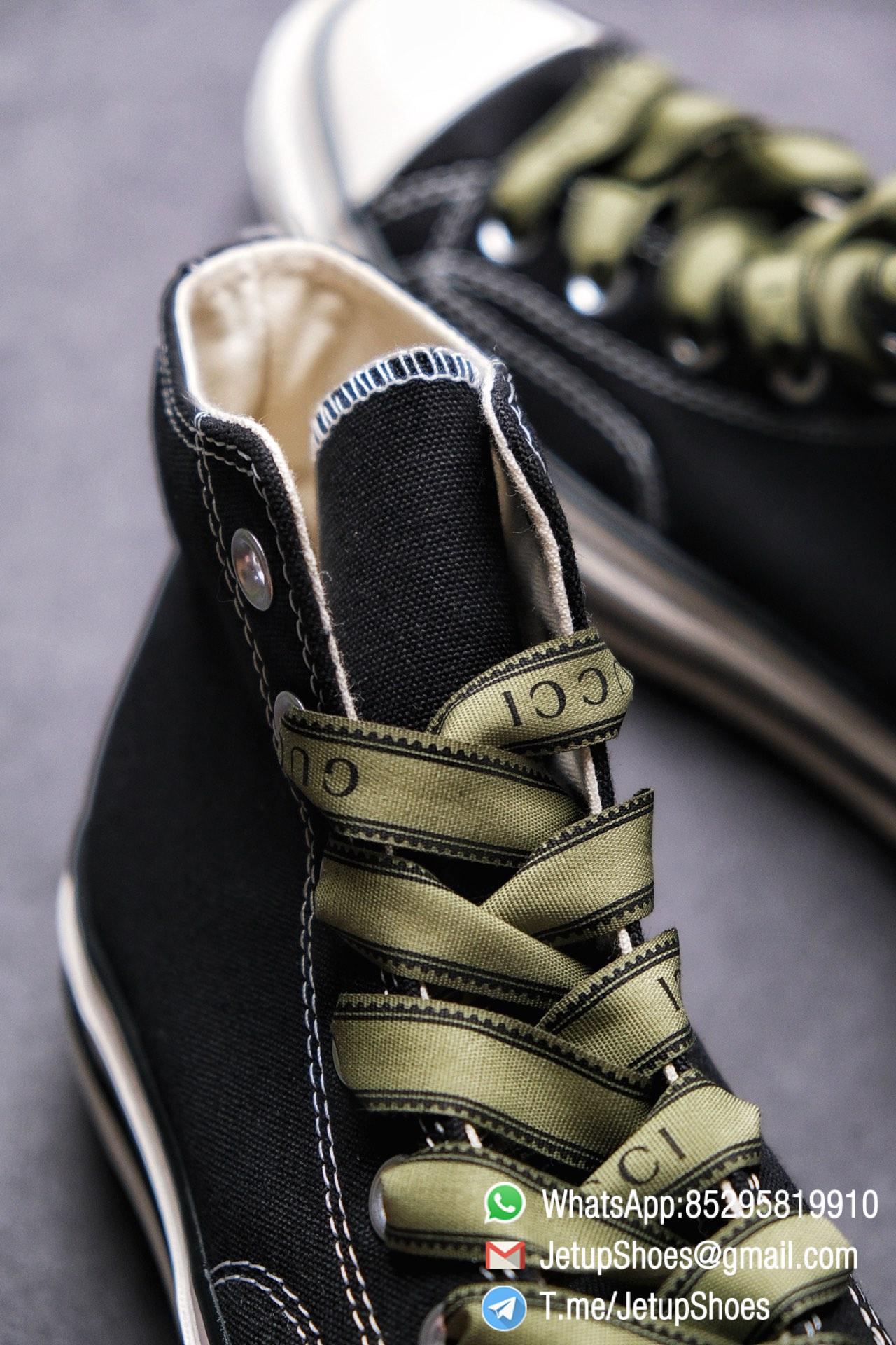 Womens Converse x Gucci Tennis 1970S High Top Sneaker Vintage Inspired Green Shoelace Black 2021 Spring 05 Womens Converse x Gucci Tennis 1970S High Top Sneaker Vintage Inspired Green Shoelace Black 2021 Spring 05