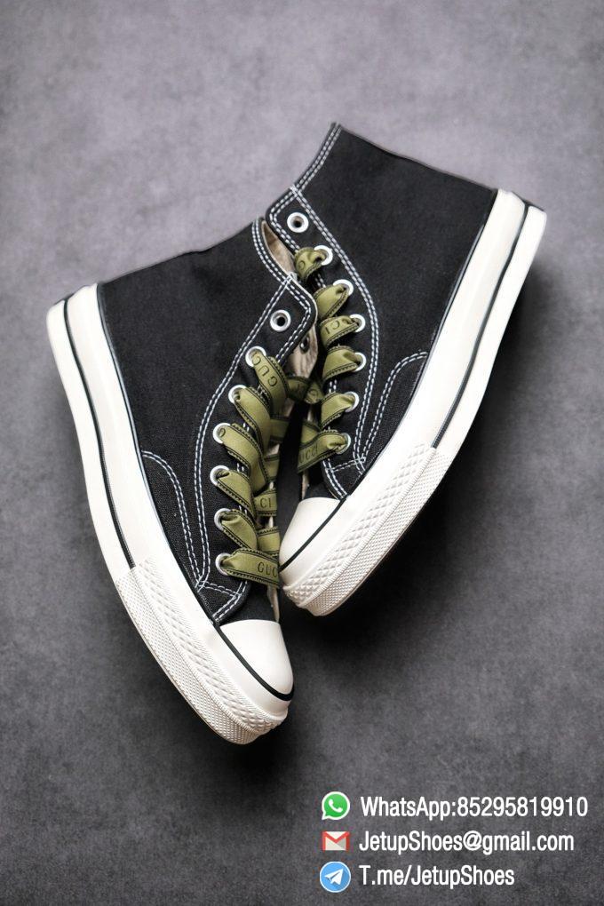 Womens Converse x Gucci Tennis 1970S High Top Sneaker Vintage Inspired Green Shoelace Black 2021 Spring 08