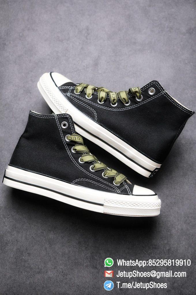Womens Converse x Gucci Tennis 1970S High Top Sneaker Vintage Inspired Green Shoelace Black 2021 Spring 09