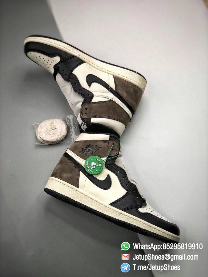 Best Replica Air Jordan 1 Retro High OG Dark Mocha Off white Leather Base and Black Overylays Top Quality Sneakers 011