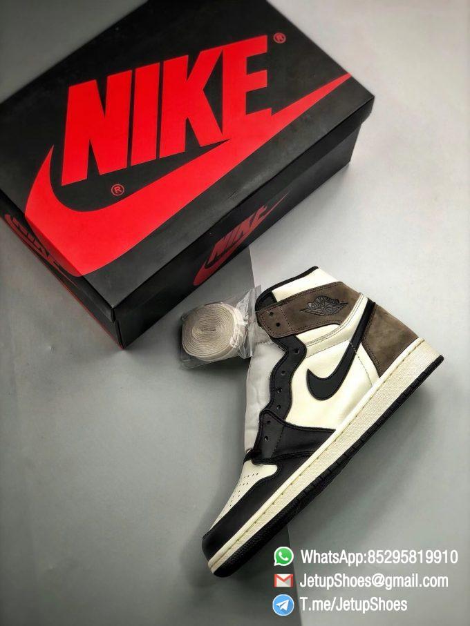 Best Replica Air Jordan 1 Retro High OG Dark Mocha Off white Leather Base and Black Overylays Top Quality Sneakers 012