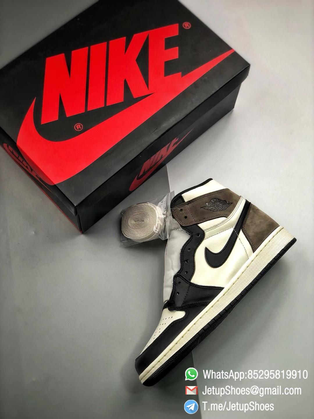 Best Replica Air Jordan 1 Retro High OG Dark Mocha Off white Leather Base and Black Overylays Top Quality Sneakers 012