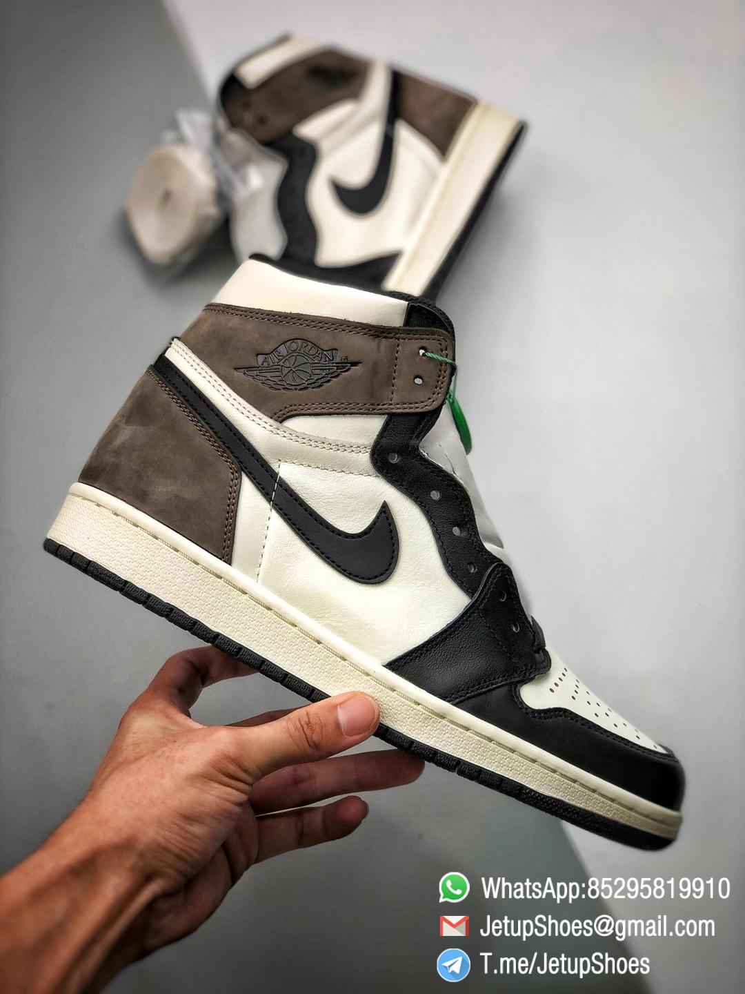 Best Replica Air Jordan 1 Retro High OG Dark Mocha Off white Leather Base and Black Overylays Top Quality Sneakers 03