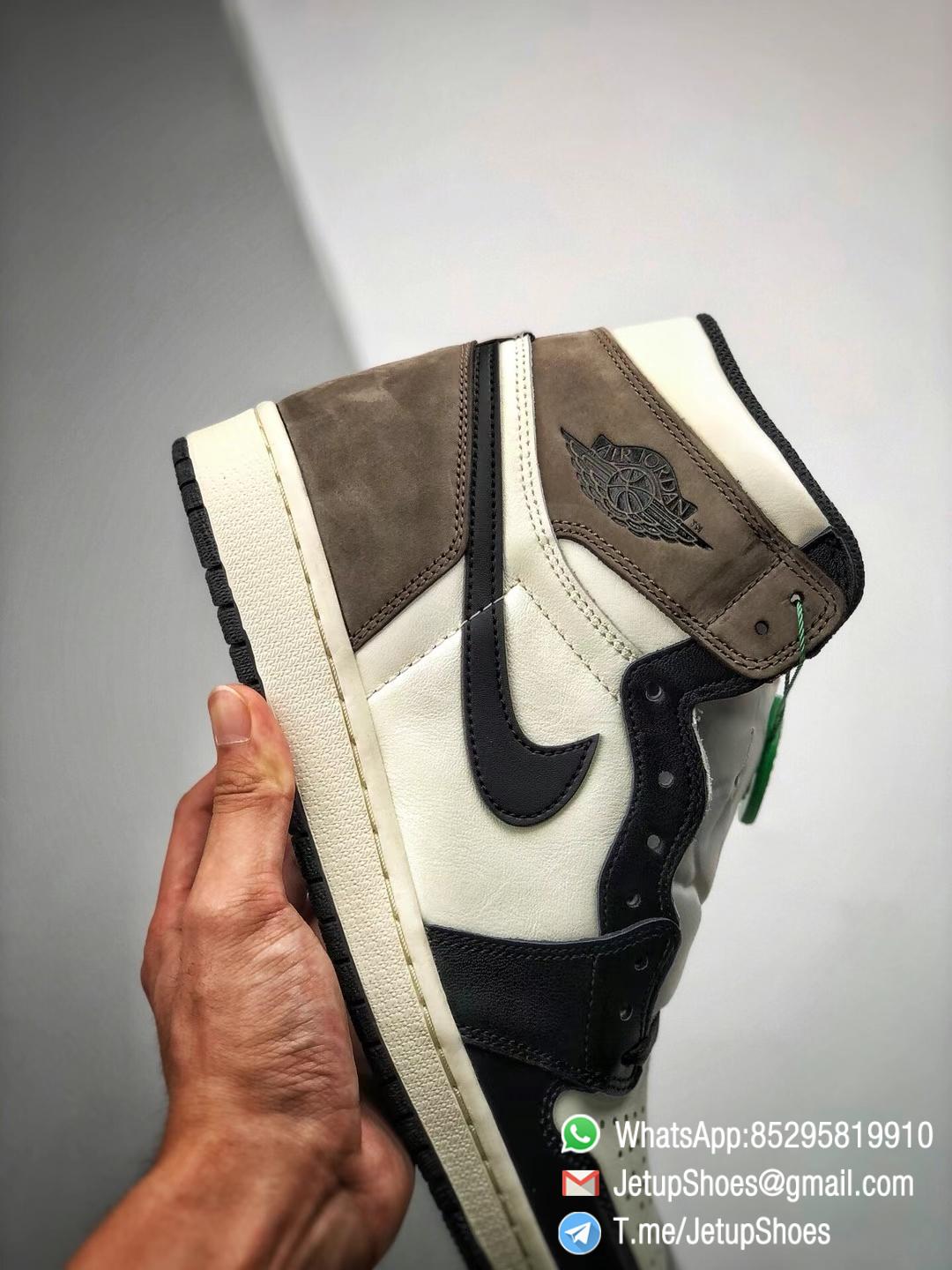 Best Replica Air Jordan 1 Retro High OG Dark Mocha Off white Leather Base and Black Overylays Top Quality Sneakers 05
