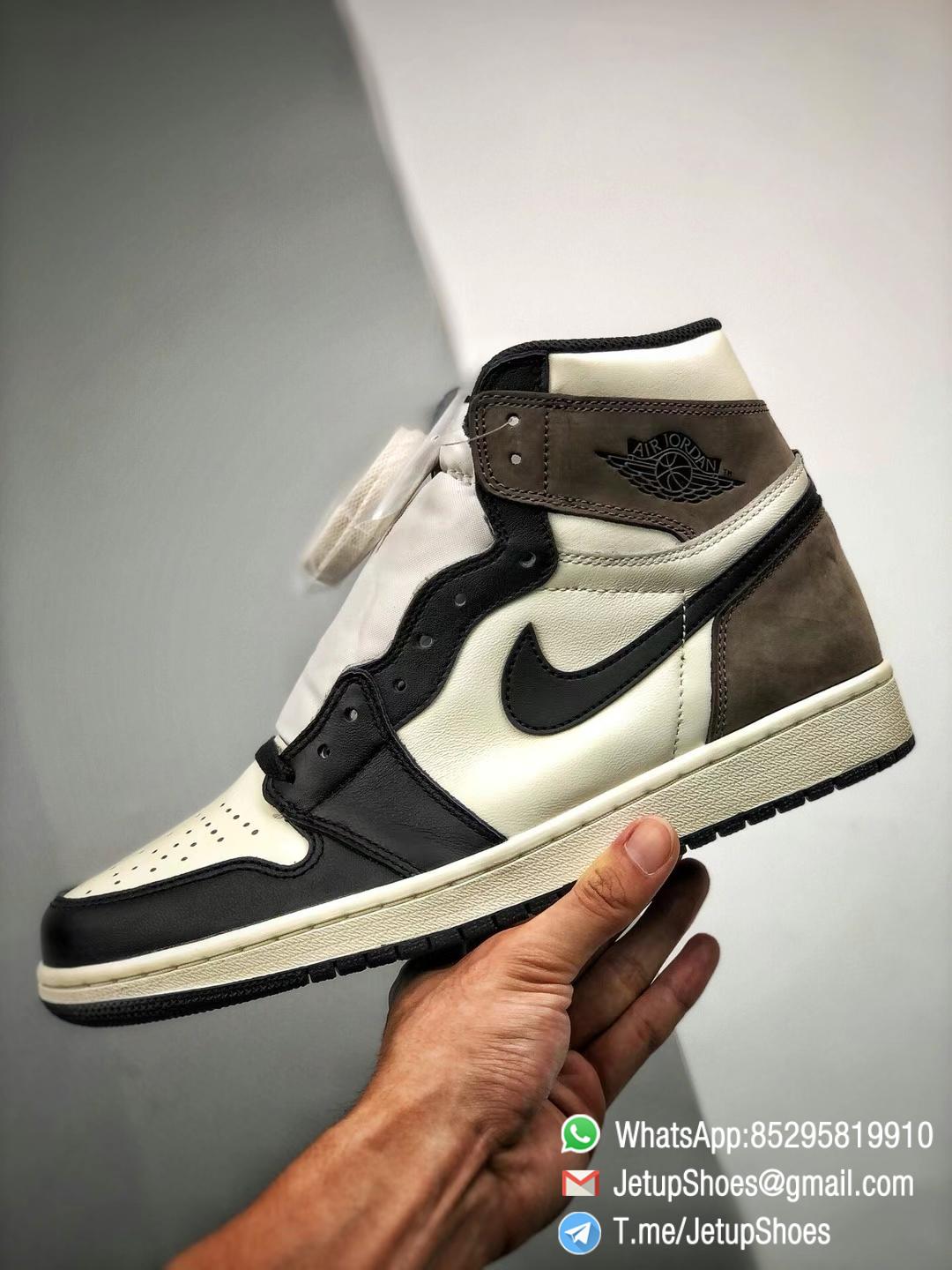 Best Replica Air Jordan 1 Retro High OG Dark Mocha Off white Leather Base and Black Overylays Top Quality Sneakers 06