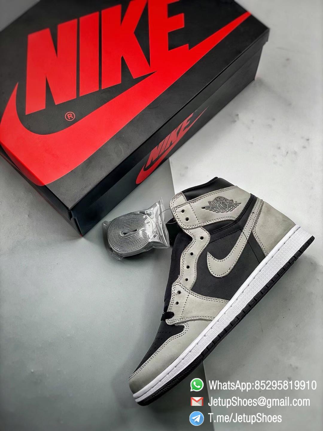 Best Replica Air Jordan 1 Retro High OG Shadow 2.0 Black Leather Upper Grey Suede Overlays RepSnkrs 010 Best Replica Air Jordan 1 Retro High OG Shadow 2.0 Black Leather Upper Grey Suede Overlays RepSnkrs 010