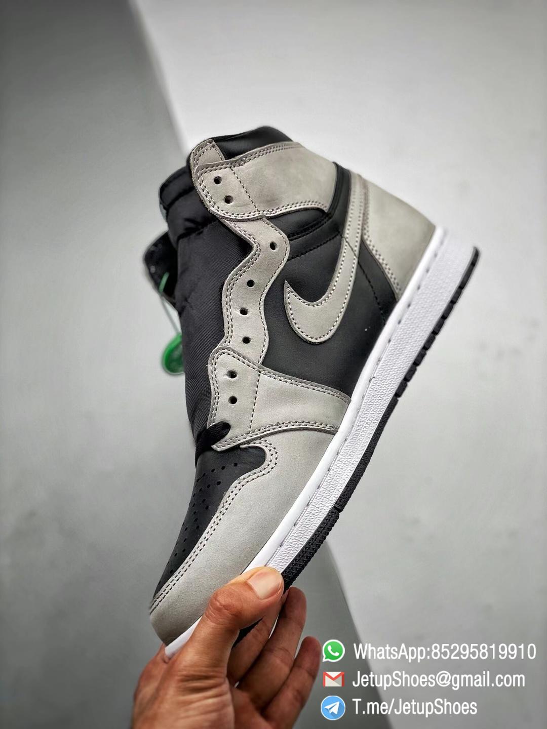 Best Replica Air Jordan 1 Retro High OG Shadow 2.0 Black Leather Upper Grey Suede Overlays RepSnkrs 03