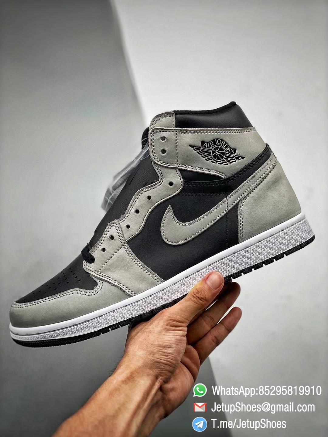 Best Replica Air Jordan 1 Retro High OG Shadow 2.0 Black Leather Upper Grey Suede Overlays RepSnkrs 04