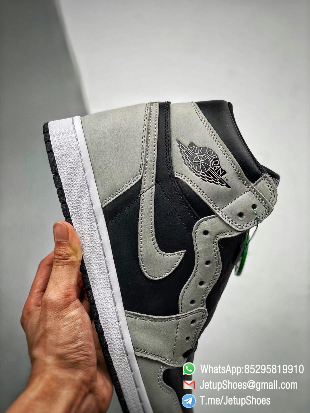 Best Replica Air Jordan 1 Retro High OG Shadow 2.0 Black Leather Upper Grey Suede Overlays RepSnkrs 05 Best Replica Air Jordan 1 Retro High OG Shadow 2.0 Black Leather Upper Grey Suede Overlays RepSnkrs 05