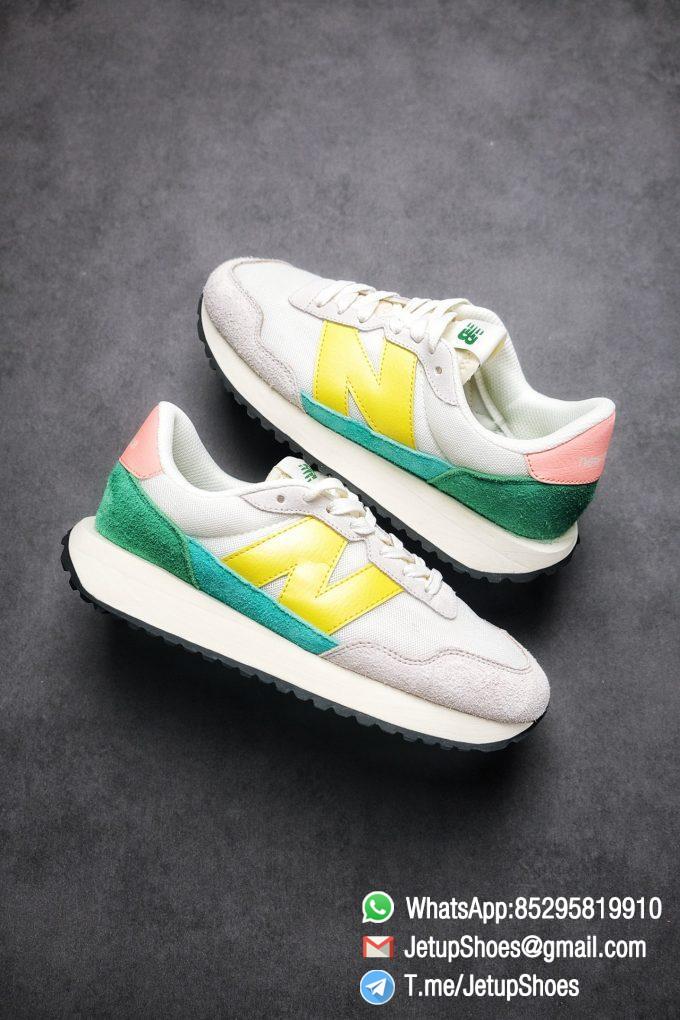Best Replica New Balance 237 Light Grey Yellow Green Pink Multi Color SKU MS237AS1 High Quality Running Shoes 01