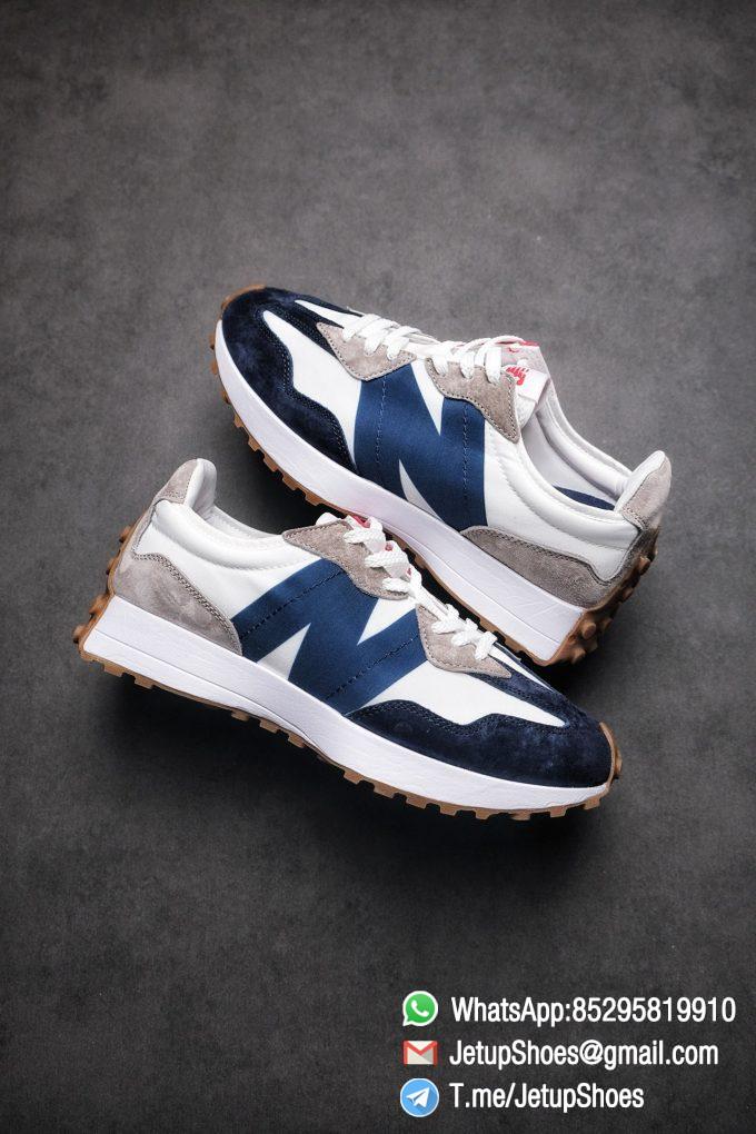 Best Replica New Balance 327 Navy White Gum Running Shoes SKU MS327WR Top Quality Snkrs 01