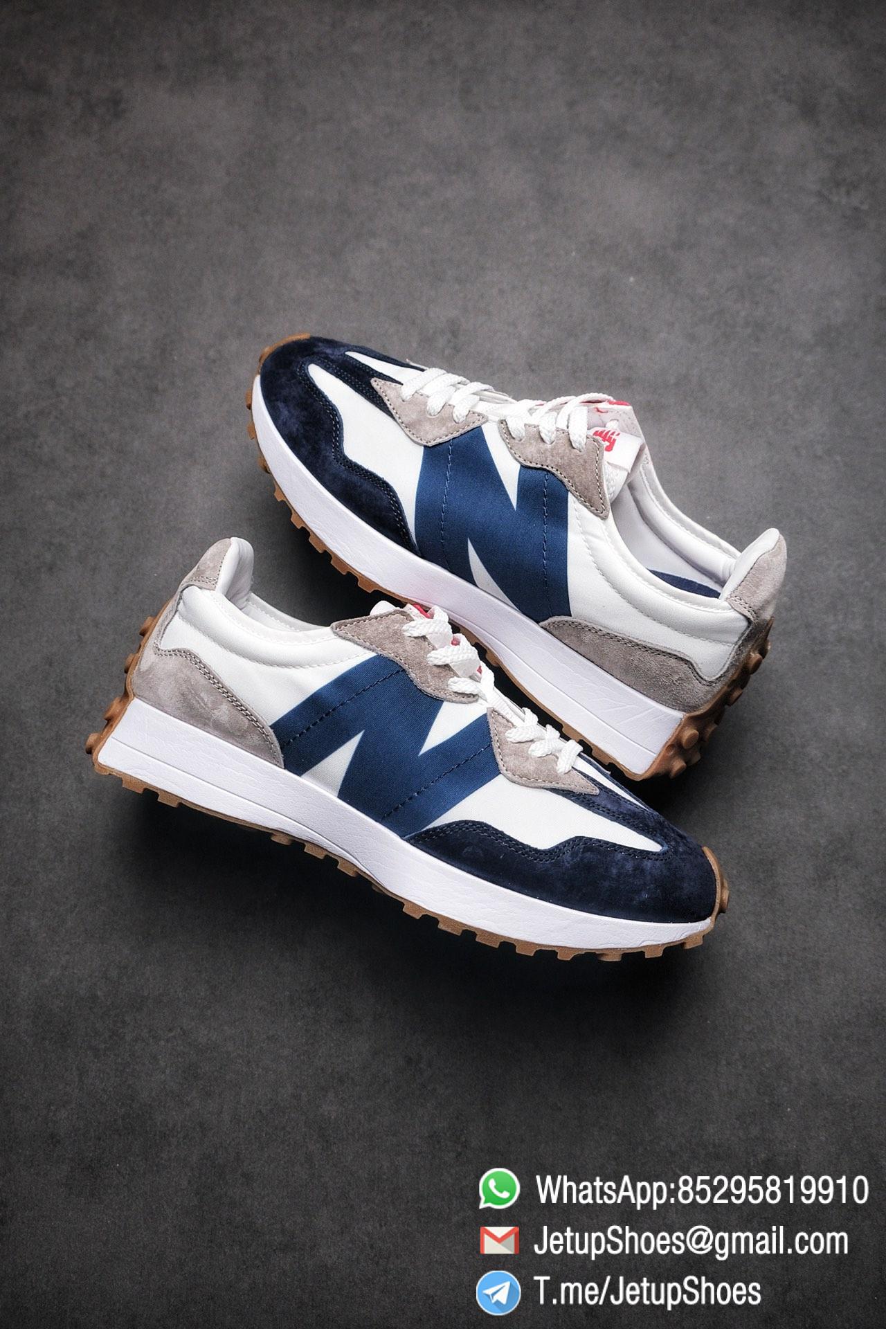 Best Replica New Balance 327 Navy White Gum Running Shoes SKU MS327WR Top Quality Snkrs 01