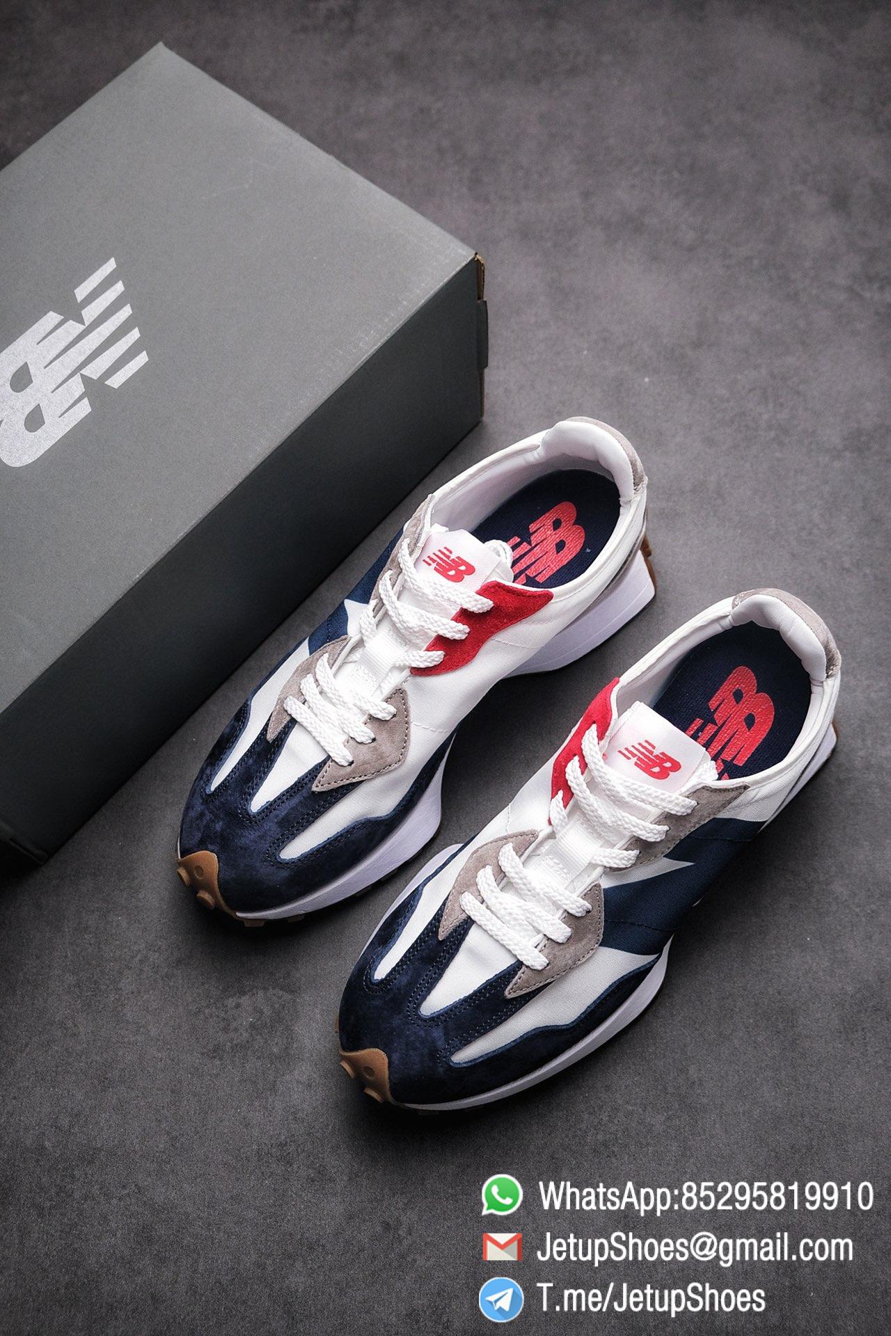 Best Replica New Balance 327 Navy White Gum Running Shoes SKU MS327WR Top Quality Snkrs 04