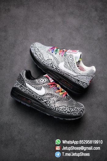 Best Replica Sneakers Nike Air Max 1 On Air Tokyo Maze Monochromatic Labyrinth Leather Upper Rainbow Colored Laces 01