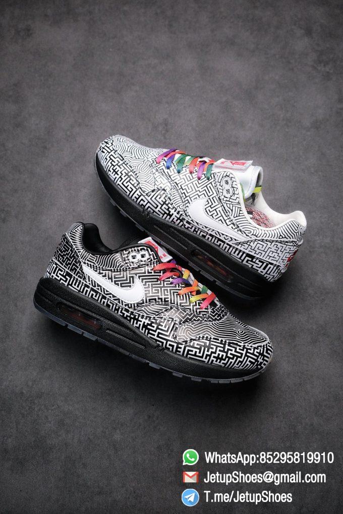 Best Replica Sneakers Nike Air Max 1 On Air Tokyo Maze Monochromatic Labyrinth Leather Upper Rainbow Colored Laces 01