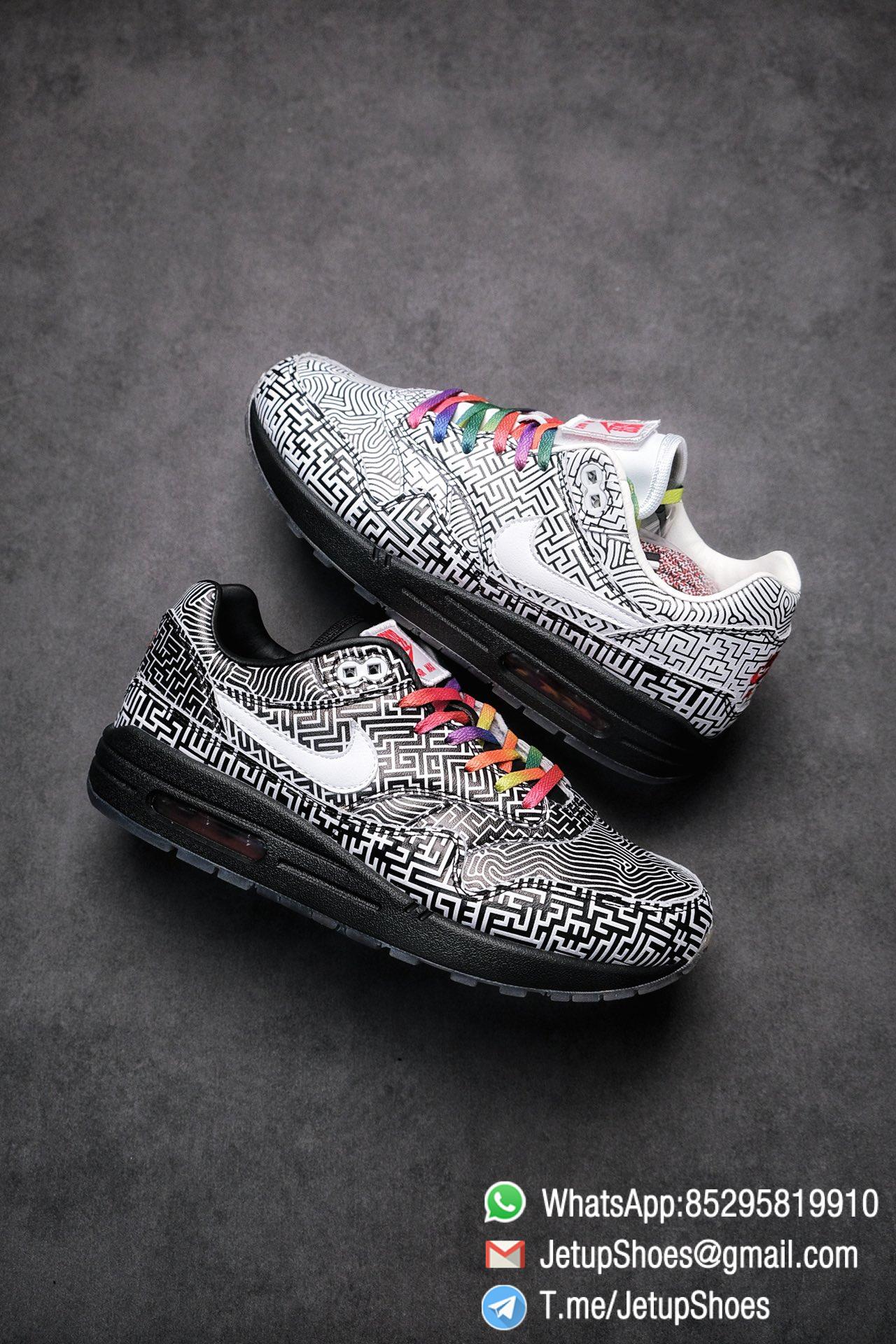 Best Replica Sneakers Nike Air Max 1 On Air Tokyo Maze Monochromatic Labyrinth Leather Upper Rainbow Colored Laces 01