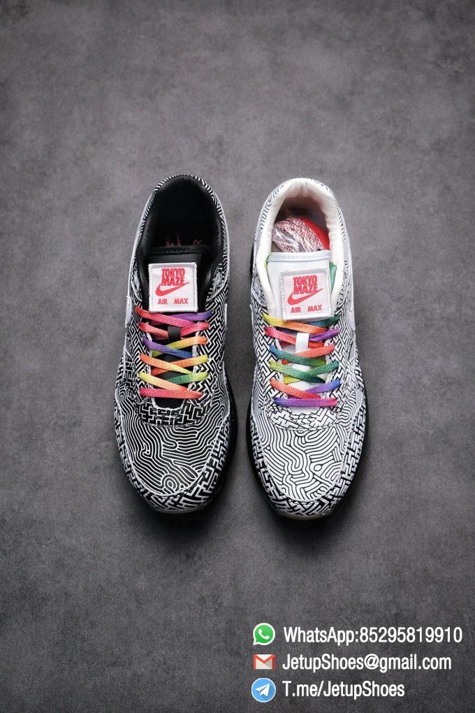 Best Replica Sneakers Nike Air Max 1 On Air Tokyo Maze Monochromatic Labyrinth Leather Upper Rainbow Colored Laces 02