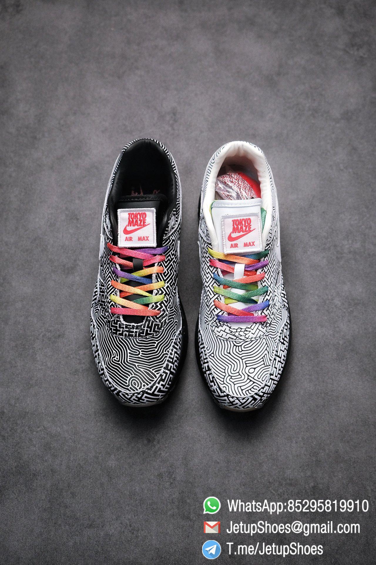 Best Replica Sneakers Nike Air Max 1 On Air Tokyo Maze Monochromatic Labyrinth Leather Upper Rainbow Colored Laces 02