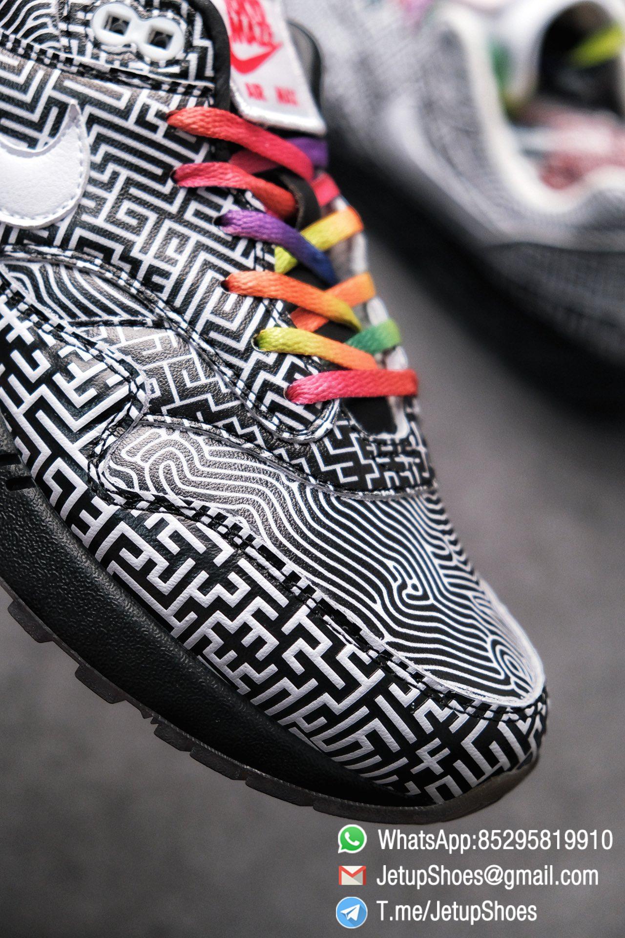 Best Replica Sneakers Nike Air Max 1 On Air Tokyo Maze Monochromatic Labyrinth Leather Upper Rainbow Colored Laces 04