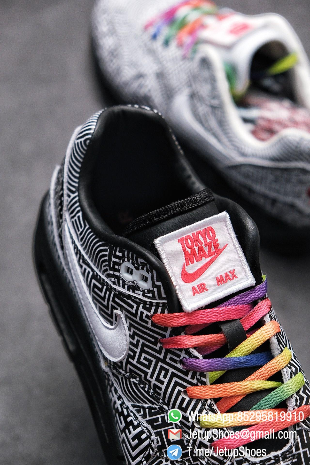 Best Replica Sneakers Nike Air Max 1 On Air Tokyo Maze Monochromatic Labyrinth Leather Upper Rainbow Colored Laces 05