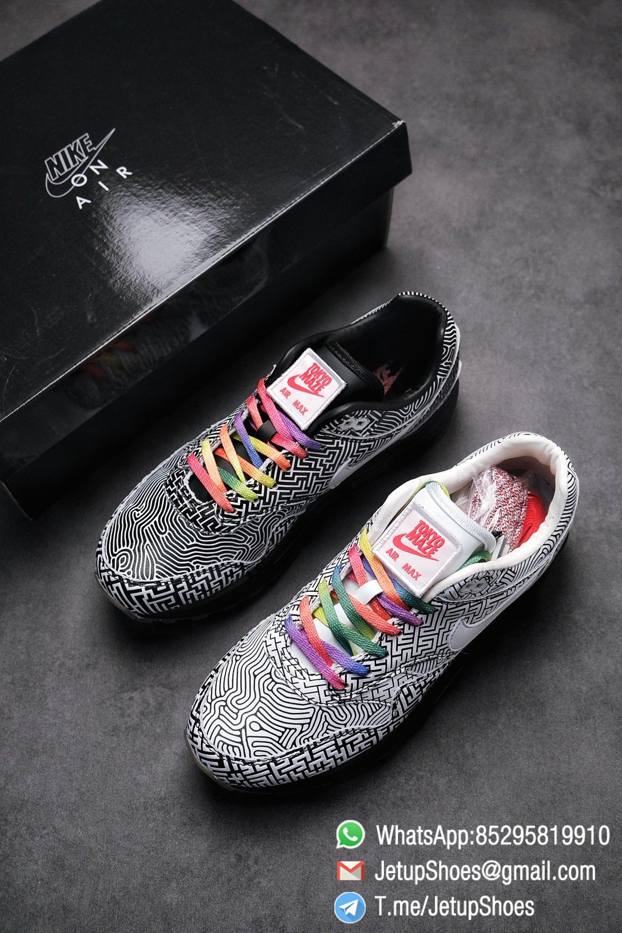 Best Replica Sneakers Nike Air Max 1 On Air Tokyo Maze Monochromatic Labyrinth Leather Upper Rainbow Colored Laces 09