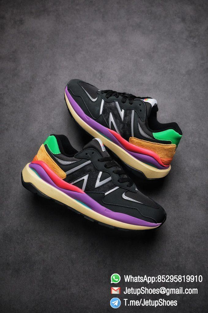 New Balance 5740 Black Multicolor Running Sneakers M5740LB Black Mesh Upper Oriange Suede Oversized N 01