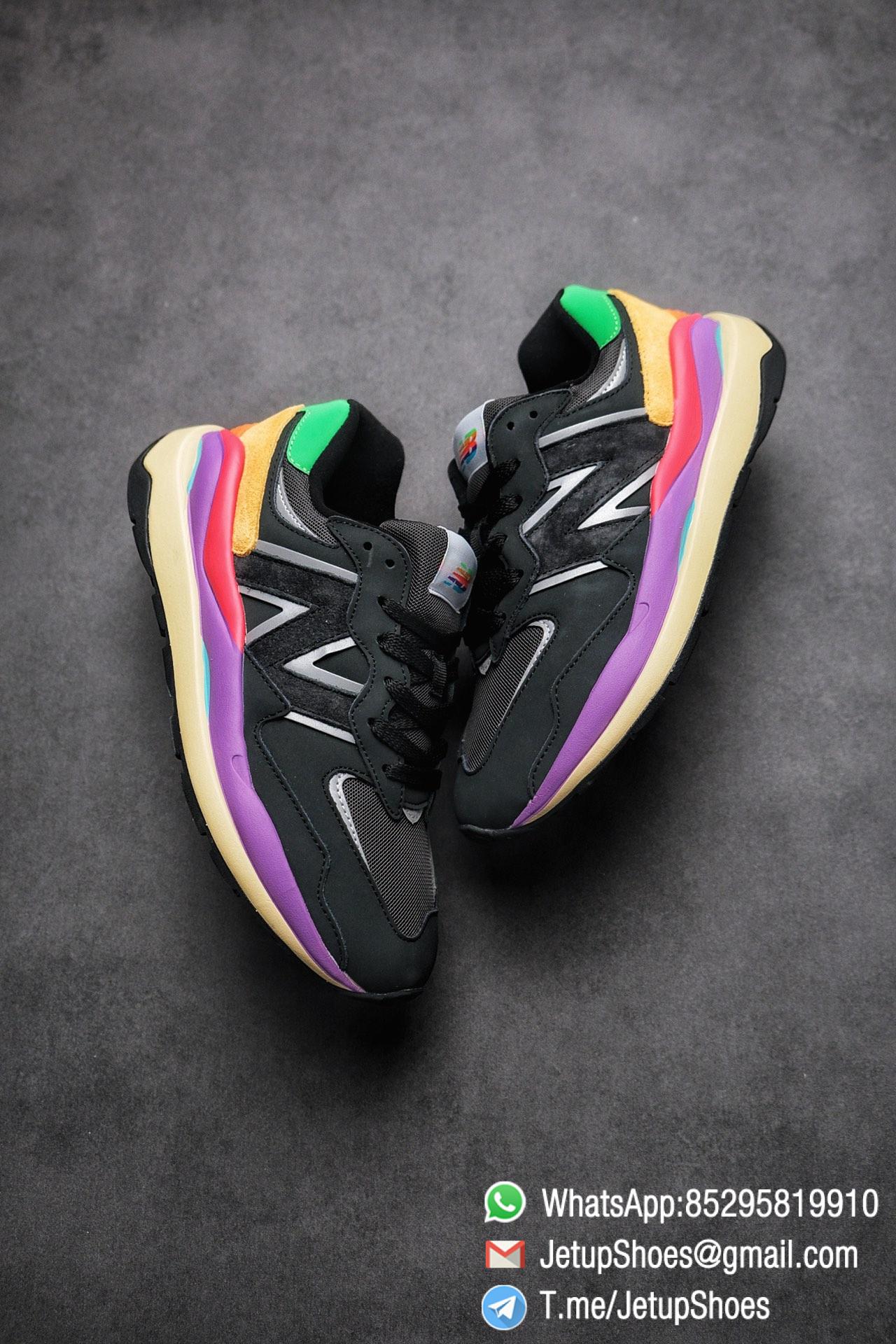 New Balance 5740 Black Multicolor Running Sneakers M5740LB Black Mesh Upper Oriange Suede Oversized N 04