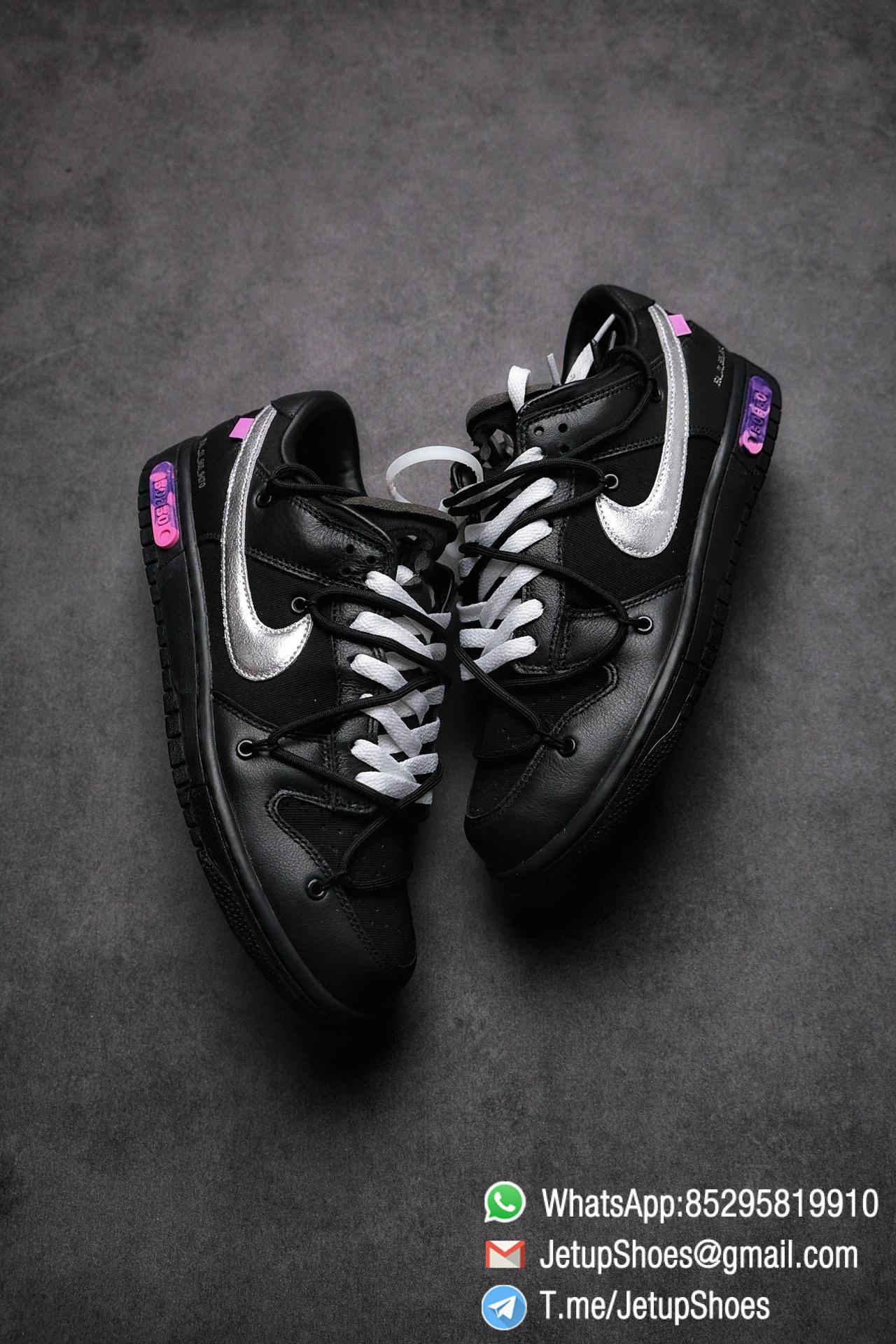 Off White x Nike Dunk Low THE 50 Jet black Leather Construction Metallic Silver Swoosh Relays Best Replica Sneakers 03 Off White x Nike Dunk Low THE 50 Jet black Leather Construction Metallic Silver Swoosh Relays Best Replica Sneakers 03