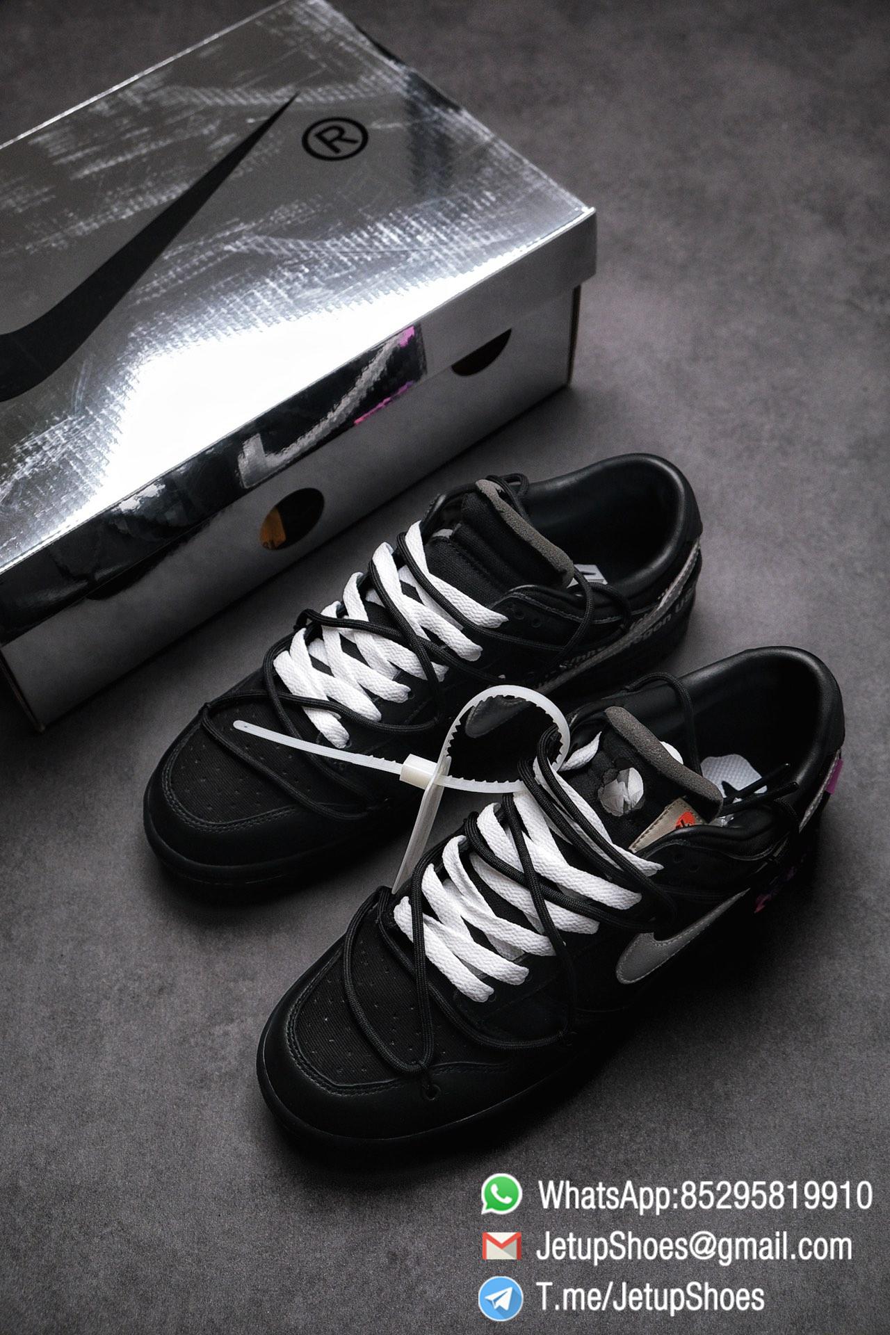 Off White x Nike Dunk Low THE 50 Jet black Leather Construction Metallic Silver Swoosh Relays Best Replica Sneakers 04 Off White x Nike Dunk Low THE 50 Jet black Leather Construction Metallic Silver Swoosh Relays Best Replica Sneakers 04