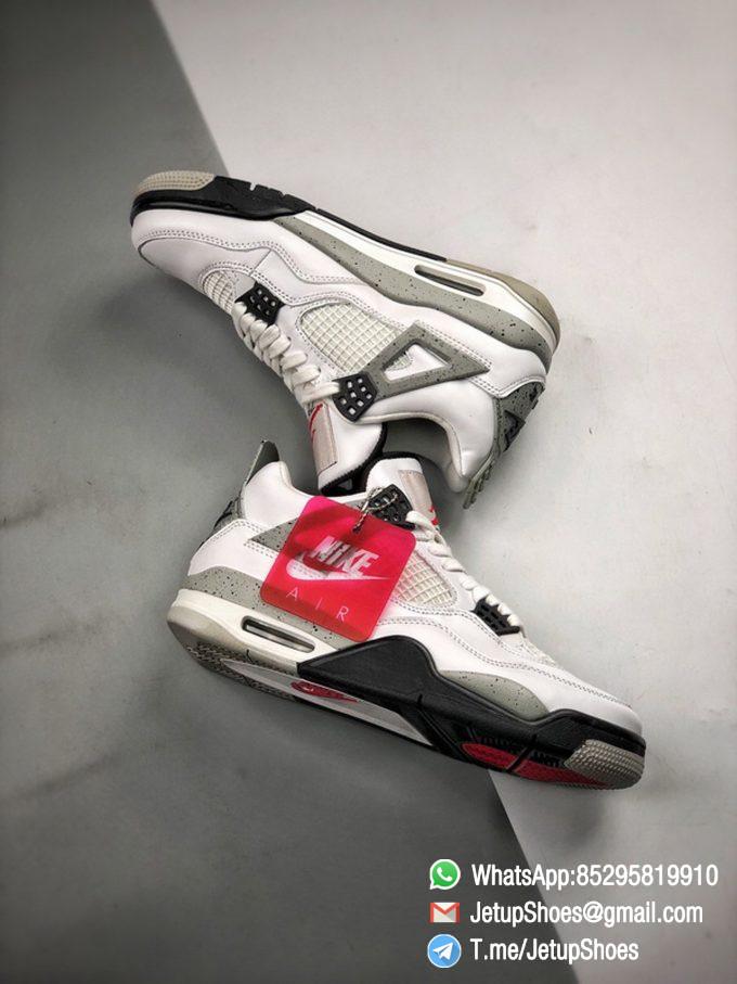 RepSneakers Air Jordan 4 Retro White Cement White Fire Red Black and Tech Grey Colorway Best Replica AJ4 Sneakers 011