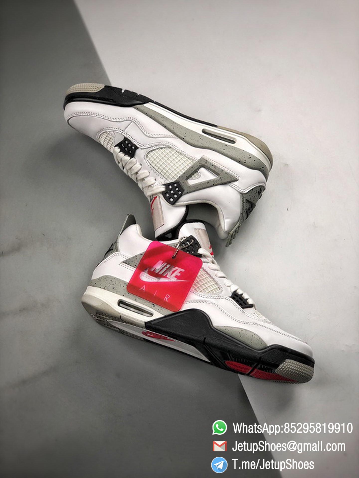 RepSneakers Air Jordan 4 Retro White Cement White Fire Red Black and ...