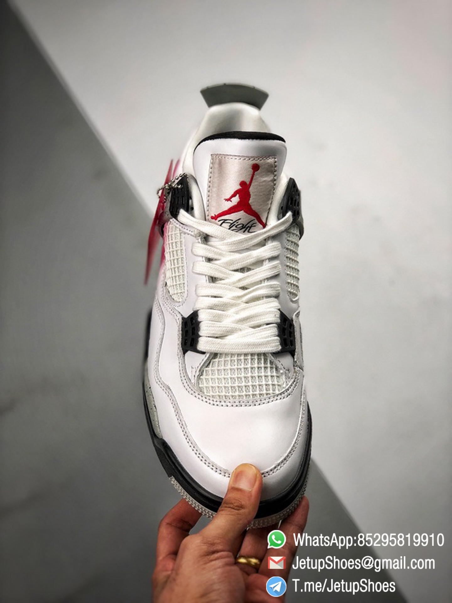 RepSneakers Air Jordan 4 Retro White Cement White Fire Red Black and Tech Grey Colorway Best Replica AJ4 Sneakers 03