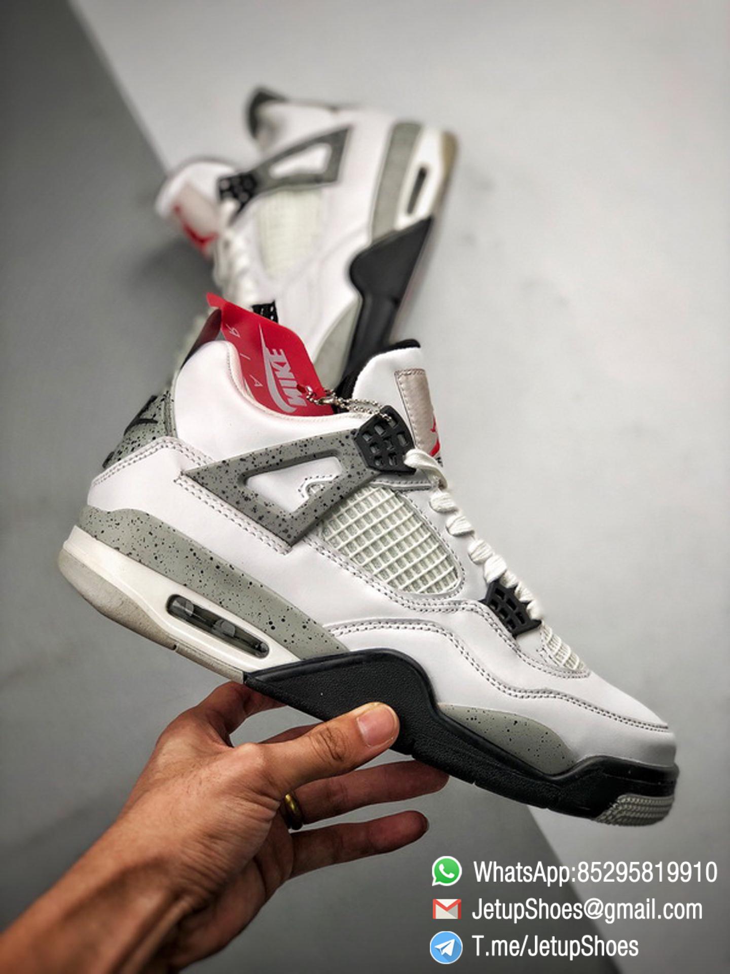 RepSneakers Air Jordan 4 Retro White Cement White Fire Red Black and Tech Grey Colorway Best Replica AJ4 Sneakers 04