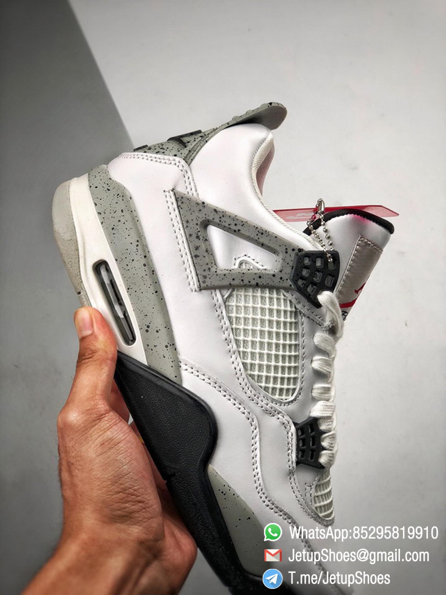 RepSneakers Air Jordan 4 Retro White Cement White Fire Red Black and Tech Grey Colorway Best Replica AJ4 Sneakers 05